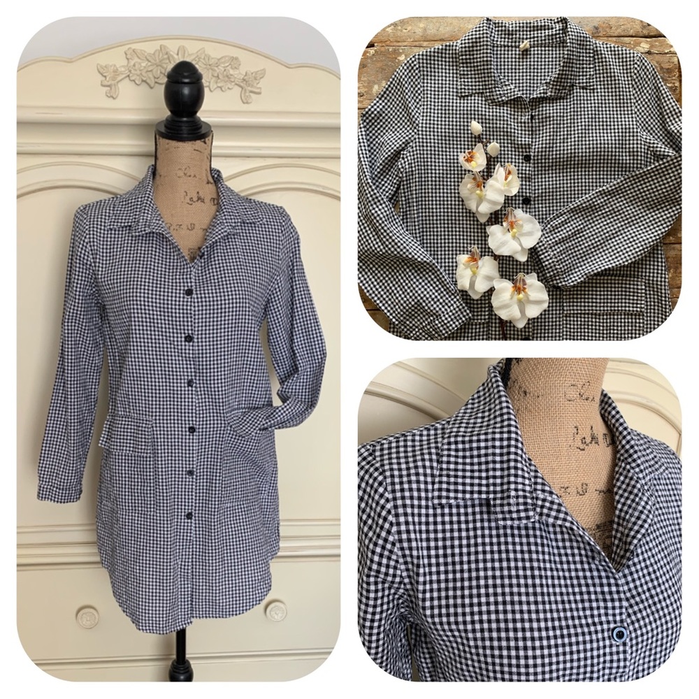 Final Sale‼️ Gingham Black & White Tunic Shirt